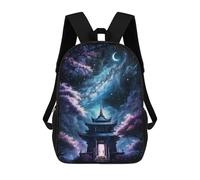 sinyumoney 3D Printed 17inch Enchanted Night Pagoda Scene -1 Children's School Bags Rucksacks High Capacity Travel Kids School Bag Fashion Book Bags Boy Girl Back Pack