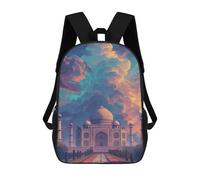 sinyumoney 3D Printed 17inch Enchanted Taj Mahal Skyline Children's School Bags Rucksacks High Capacity Travel Kids School Bag Fashion Book Bags Boy Girl Back Pack
