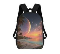 sinyumoney 3D Printed 17inch Exotic Tropical Sunset Beach Children's School Bags Rucksacks High Capacity Travel Kids School Bag Fashion Book Bags Boy Girl Back Pack