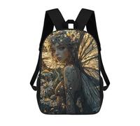 sinyumoney 3D Printed 17inch Fairy with Golden Wings Children's School Bags Rucksacks High Capacity Travel Kids School Bag Fashion Book Bags Boy Girl Back Pack