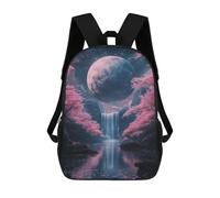 sinyumoney 3D Printed 17inch Fantasy Moonlit Waterfall Scene Children's School Bags Rucksacks High Capacity Travel Kids School Bag Fashion Book Bags Boy Girl Back Pack