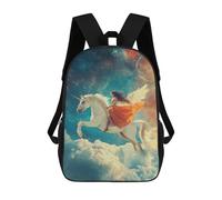 sinyumoney 3D Printed 17inch Fantasy Unicorn Ride in Space -1 Children's School Bags Rucksacks High Capacity Travel Kids School Bag Fashion Book Bags Boy Girl Back Pack