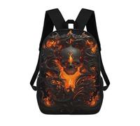 sinyumoney 3D Printed 17inch Flaming Skull Artwork -2 Children's School Bags Rucksacks High Capacity Travel Kids School Bag Fashion Book Bags Boy Girl Back Pack