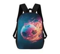 sinyumoney 3D Printed 17inch Flaming Soccer Ball Art Children's School Bags Rucksacks High Capacity Travel Kids School Bag Fashion Book Bags Boy Girl Back Pack