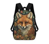 sinyumoney 3D Printed 17inch Fox in Whimsical Forest Children's School Bags Rucksacks High Capacity Travel Kids School Bag Fashion Book Bags Boy Girl Back Pack