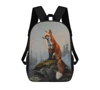 sinyumoney 3D Printed 17inch Fox in Winter Forest Children's School Bags Rucksacks High Capacity Travel Kids School Bag Fashion Book Bags Boy Girl Back Pack