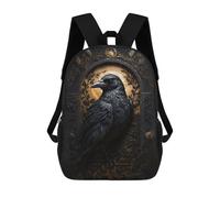 sinyumoney 3D Printed 17inch Framed Crow Children's School Bags Rucksacks High Capacity Travel Kids School Bag Fashion Book Bags Boy Girl Back Pack