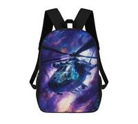 sinyumoney 3D Printed 17inch Galactic Helicopter Adventure -5 Children's School Bags Rucksacks High Capacity Travel Kids School Bag Fashion Book Bags Boy Girl Back Pack