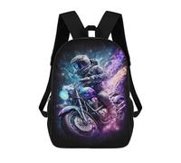 sinyumoney 3D Printed 17inch Galactic Motorcycle Ride Children's School Bags Rucksacks High Capacity Travel Kids School Bag Fashion Book Bags Boy Girl Back Pack