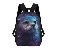 sinyumoney 3D Printed 17inch Galactic Otter Portrait Children's School Bags Rucksacks High Capacity Travel Kids School Bag Fashion Book Bags Boy Girl Back Pack