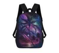 sinyumoney 3D Printed 17inch Galactic Palm Beach Night Children's School Bags Rucksacks High Capacity Travel Kids School Bag Fashion Book Bags Boy Girl Back Pack