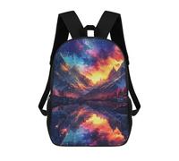sinyumoney 3D Printed 17inch Galactic Reflections Mountain Lake Sunset Children's School Bags Rucksacks High Capacity Travel Kids School Bag Fashion Book Bags Boy Girl Back Pack
