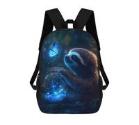 sinyumoney 3D Printed 17inch Glowing Butterfly Sloth Children's School Bags Rucksacks High Capacity Travel Kids School Bag Fashion Book Bags Boy Girl Back Pack