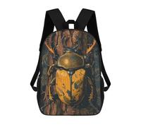 sinyumoney 3D Printed 17inch Gold Beetle Children's School Bags Rucksacks High Capacity Travel Kids School Bag Fashion Book Bags Boy Girl Back Pack