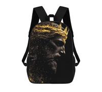 sinyumoney 3D Printed 17inch Golden King Profile Artwork Children's School Bags Rucksacks High Capacity Travel Kids School Bag Fashion Book Bags Boy Girl Back Pack
