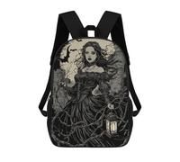 sinyumoney 3D Printed 17inch Gothic Lady with Lantern Children's School Bags Rucksacks High Capacity Travel Kids School Bag Fashion Book Bags Boy Girl Back Pack