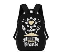 sinyumoney 3D Printed 17inch Grow More Plants Gardening Children's School Bags Rucksacks High Capacity Travel Kids School Bag Fashion Book Bags Boy Girl Back Pack