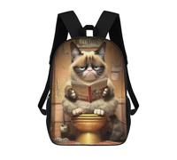 sinyumoney 3D Printed 17inch Grumpy Cat Reading Book Children's School Bags Rucksacks High Capacity Travel Kids School Bag Fashion Book Bags Boy Girl Back Pack