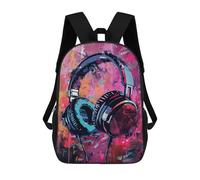 sinyumoney 3D Printed 17inch Headphones Music Lovers' Essential Accessory Children's School Bags Rucksacks High Capacity Travel Kids School Bag Fashion Book Bags Boy Girl Back Pack