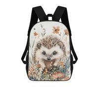 sinyumoney 3D Printed 17inch Hedgehog in Flowers Children's School Bags Rucksacks High Capacity Travel Kids School Bag Fashion Book Bags Boy Girl Back Pack