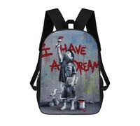 sinyumoney 3D Printed 17inch I Have A Dream Banksy Children's School Bags Rucksacks High Capacity Travel Kids School Bag Fashion Book Bags Boy Girl Back Pack