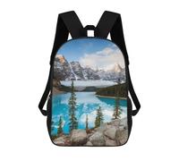 sinyumoney 3D Printed 17inch Iconic Moraine Lake Banff Children's School Bags Rucksacks High Capacity Travel Kids School Bag Fashion Book Bags Boy Girl Back Pack
