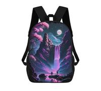 sinyumoney 3D Printed 17inch Japan Lunar Waterfall Children's School Bags Rucksacks High Capacity Travel Kids School Bag Fashion Book Bags Boy Girl Back Pack