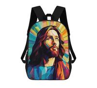 sinyumoney 3D Printed 17inch Jesus Christ Stained Glass Children's School Bags Rucksacks High Capacity Travel Kids School Bag Fashion Book Bags Boy Girl Back Pack