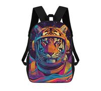 sinyumoney 3D Printed 17inch Kids Backpacks Astronaut Tiger Space Children School Bag Travel Rucksacks Fashion Book Bags Large Capacity Backpack