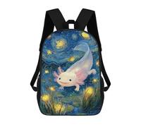 sinyumoney 3D Printed 17inch Kids Backpacks Axolotl in Starry Night Pond Children School Bag Travel Rucksacks Fashion Book Bags Large Capacity Backpack