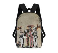 sinyumoney 3D Printed 17inch Kids Backpacks Banksy Graffiti Basquiat Skeleton Children School Bag Travel Rucksacks Fashion Book Bags Large Capacity Backpack
