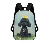 sinyumoney 3D Printed 17inch Kids Backpacks Black Poodle with Yellow Duck -3 Children School Bag Travel Rucksacks Fashion Book Bags Large Capacity Backpack