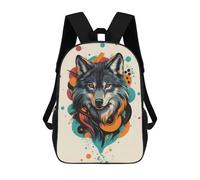 sinyumoney 3D Printed 17inch Kids Backpacks Bold Wolf Portrait Children School Bag Travel Rucksacks Fashion Book Bags Large Capacity Backpack