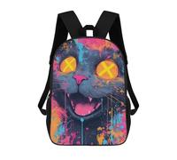 sinyumoney 3D Printed 17inch Kids Backpacks Colorful Abstract Cat Art Print Children School Bag Travel Rucksacks Fashion Book Bags Large Capacity Backpack