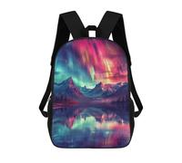 sinyumoney 3D Printed 17inch Kids Backpacks Colorful Aurora Reflections -2 Children School Bag Travel Rucksacks Fashion Book Bags Large Capacity Backpack
