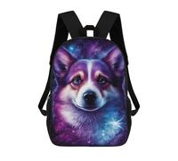 sinyumoney 3D Printed 17inch Kids Backpacks Cosmic Corgi Canvas Print Children School Bag Travel Rucksacks Fashion Book Bags Large Capacity Backpack