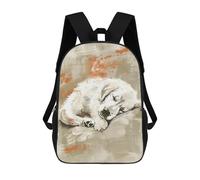 sinyumoney 3D Printed 17inch Kids Backpacks Cute Sleeping Golden Retriever Pup Nursery Illustration Digital Art Children School Bag Travel Rucksacks Fashion Book Bags Large Capacity Backpack
