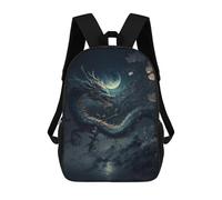 sinyumoney 3D Printed 17inch Kids Backpacks Dragon Moonlit Night Fantasy Children School Bag Travel Rucksacks Fashion Book Bags Large Capacity Backpack