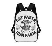 sinyumoney 3D Printed 17inch Kids Backpacks Eat Pasta Run Fasta - Funny Kawaii Running Pasta Children School Bag Travel Rucksacks Fashion Book Bags Large Capacity Backpack