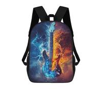 sinyumoney 3D Printed 17inch Kids Backpacks Electric Guitar with Fire And Ice Effect Children School Bag Travel Rucksacks Fashion Book Bags Large Capacity Backpack