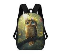sinyumoney 3D Printed 17inch Kids Backpacks Enchanted Forest Owl Children School Bag Travel Rucksacks Fashion Book Bags Large Capacity Backpack