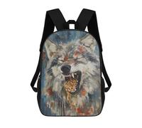 sinyumoney 3D Printed 17inch Kids Backpacks Funny Angry Gray Wolf Food Children School Bag Travel Rucksacks Fashion Book Bags Large Capacity Backpack