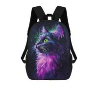sinyumoney 3D Printed 17inch Kids Backpacks Glowing Neon Cat Art Print Children School Bag Travel Rucksacks Fashion Book Bags Large Capacity Backpack