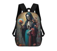 sinyumoney 3D Printed 17inch Kids Backpacks Holy Death with Rose Globe Children School Bag Travel Rucksacks Fashion Book Bags Large Capacity Backpack
