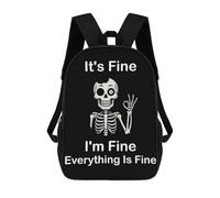 sinyumoney 3D Printed 17inch Kids Backpacks Its Fine Skeleton Funny Children School Bag Travel Rucksacks Fashion Book Bags Large Capacity Backpack