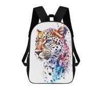 sinyumoney 3D Printed 17inch Kids Backpacks Leopard Watercolor Art Children School Bag Travel Rucksacks Fashion Book Bags Large Capacity Backpack