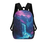 sinyumoney 3D Printed 17inch Kids Backpacks Magical Mountain Waterfall Children School Bag Travel Rucksacks Fashion Book Bags Large Capacity Backpack