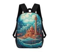 sinyumoney 3D Printed 17inch Kids Backpacks Magical Night Castle Children School Bag Travel Rucksacks Fashion Book Bags Large Capacity Backpack