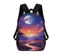 sinyumoney 3D Printed 17inch Kids Backpacks Magical Twilight Landscape Children School Bag Travel Rucksacks Fashion Book Bags Large Capacity Backpack