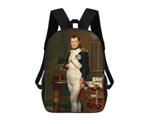 sinyumoney 3D Printed 17inch Kids Backpacks Napoleon in His Study Children School Bag Travel Rucksacks Fashion Book Bags Large Capacity Backpack